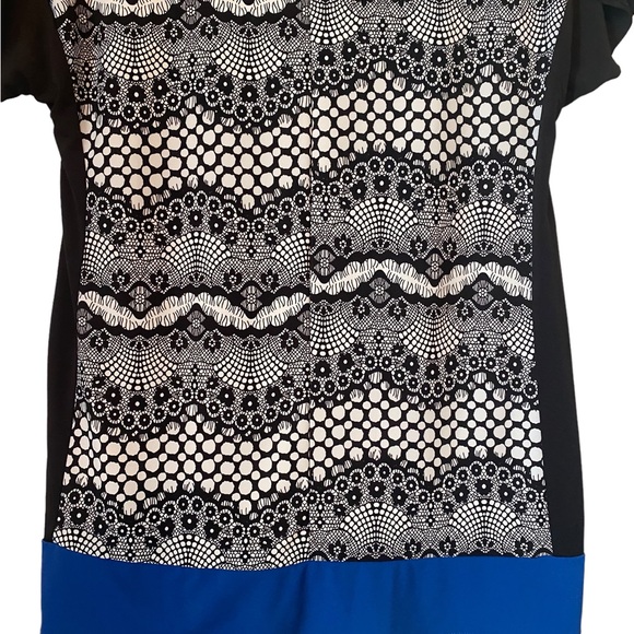 Vintage Suzie Black and White with Blue Short Sleeved Top - Picture 5 of 11